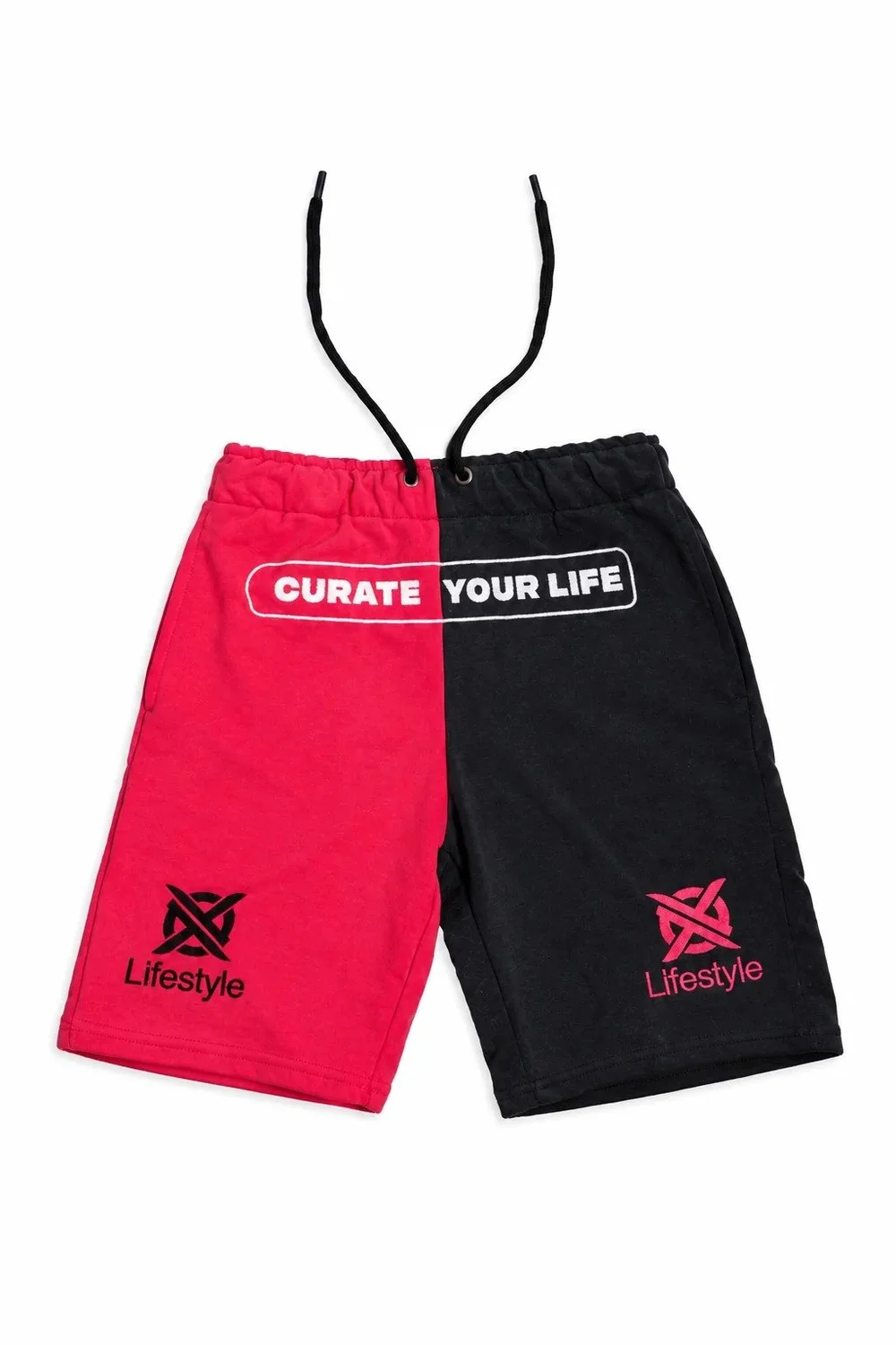XO Lifestyle two face shorts in magenta and black