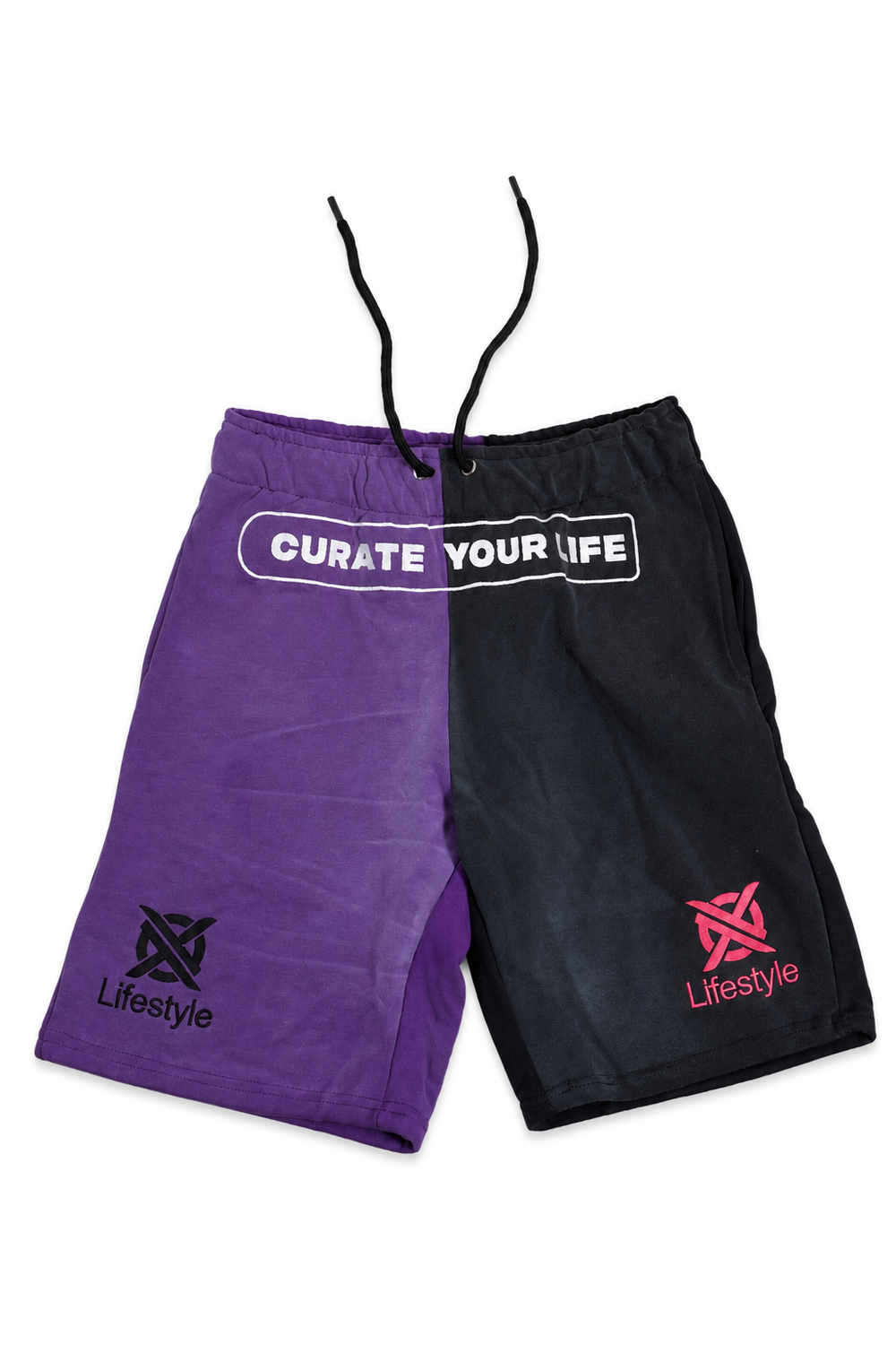 XO Lifestyle two face shorts in purple and black